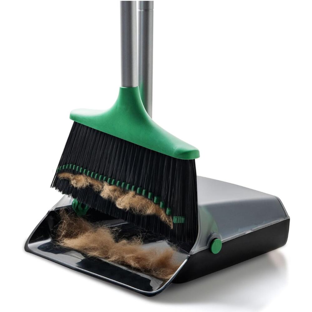 Broom and Dustpan Set, Long Handle Sweep Combo Upright Dustpan
